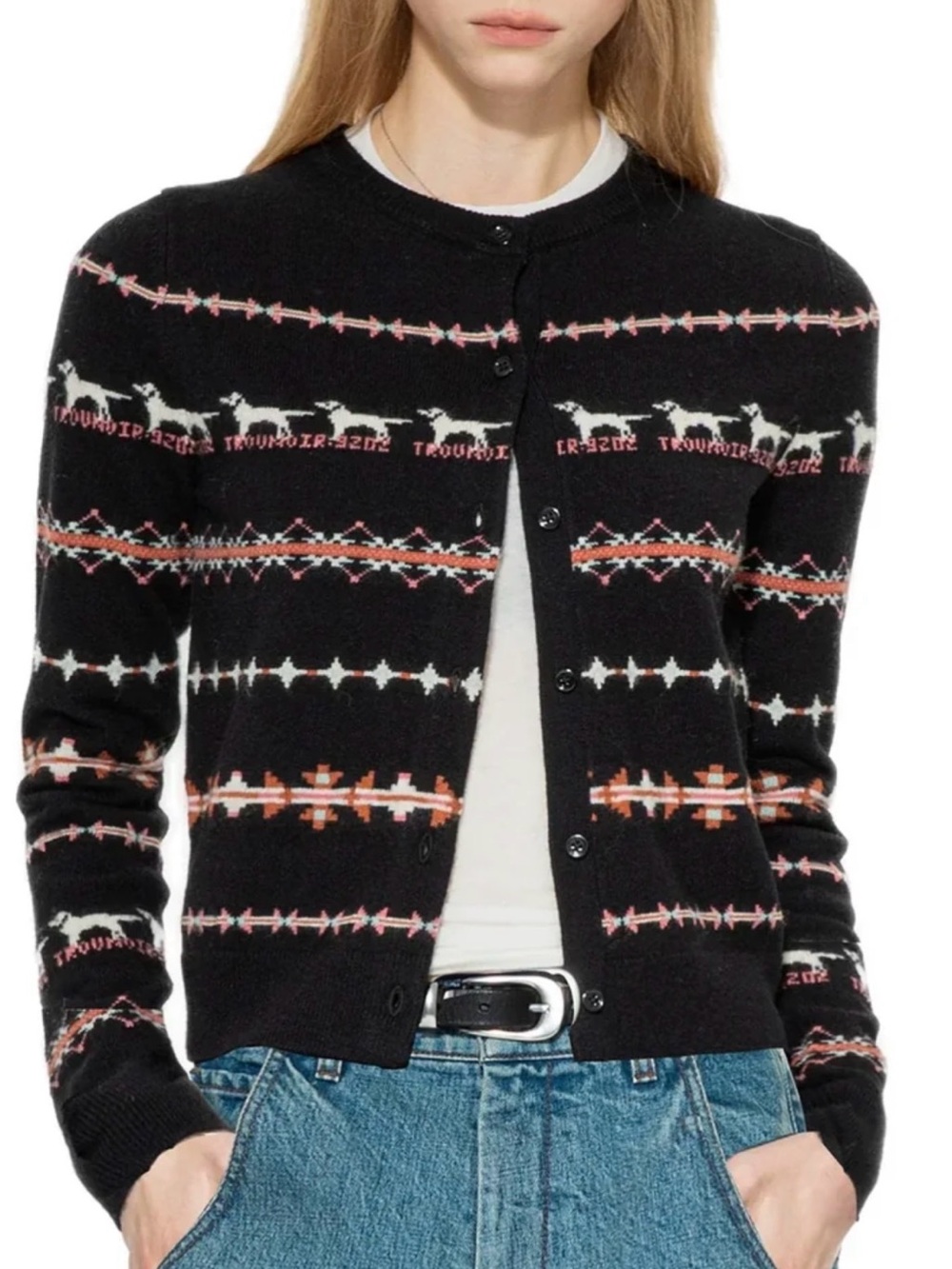 Luyi Patterned Button-Front Women's Cardigan Sweater S